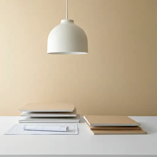 Documenti catastali e planimetrie su un tavolo da architetto